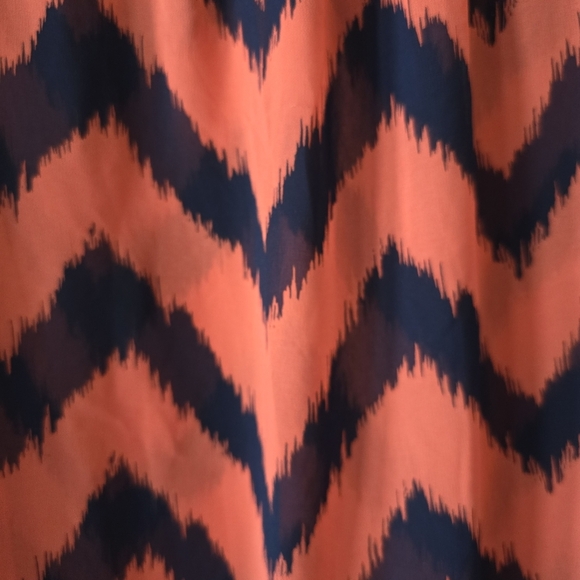 Orange Navy Blue Loose Fit Sheer Blouse Shortsleeve Puffy Sleeve Top Size 3X - Picture 8 of 10